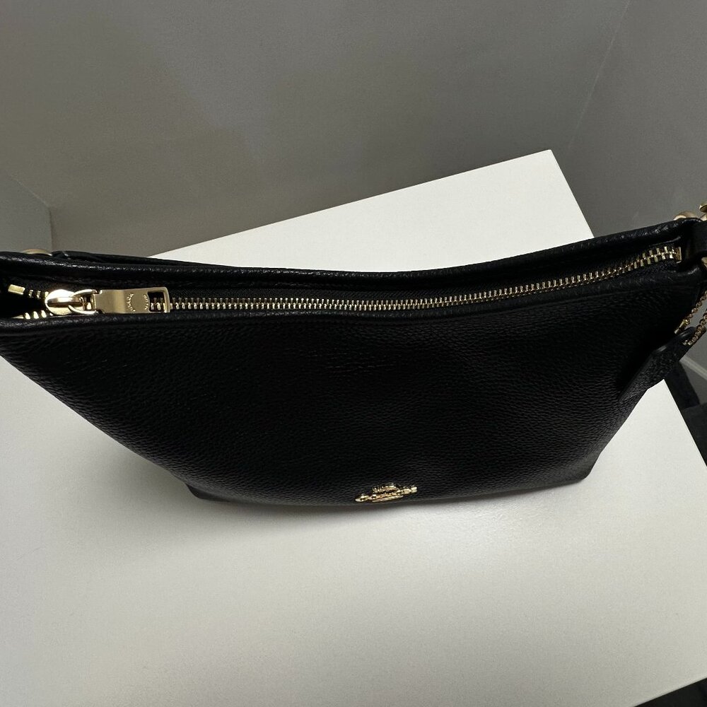 Coach Laurel Black Pebbled Leather Shoulder Bag with Gold Accents - Picture 6 of 8